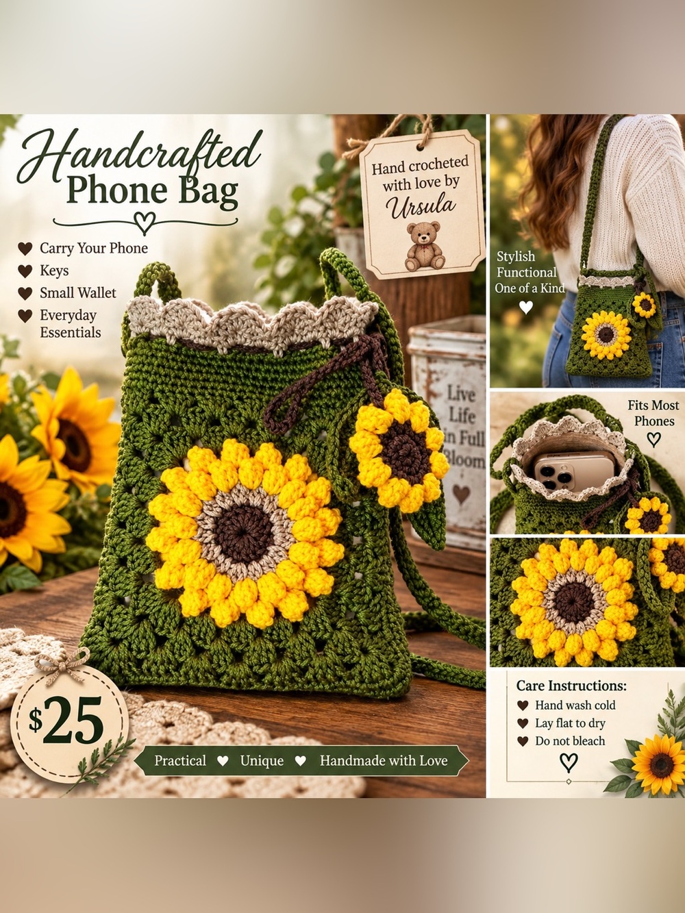 Crochet phone bag